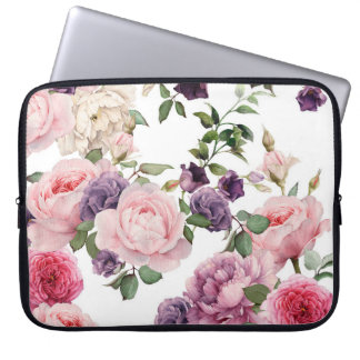 Funda Para Portátil Patrón floral sin soldadura con rosas, acuarela. p