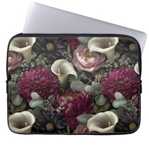 Funda Para Portátil Patrón floral temperamental con dahlias y calas
