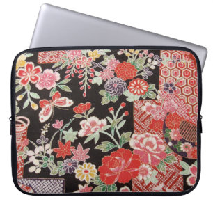 Funda Para Portátil Patrón floral, textil de KIMONO japonés