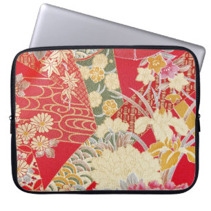 Funda Para Portátil Patrón floral, textil de KIMONO japonés