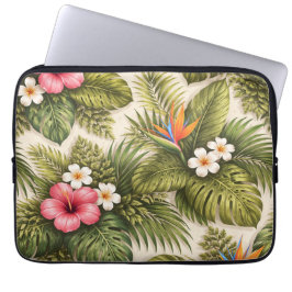 Funda Para Portátil Patrón floral tropical – Hibisco, Monstera 