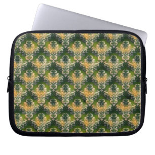 Funda Para Portátil Patrón floral verde blanco naranja vintage
