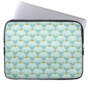 Funda Para Portátil Patrón floral vintage azul turquesa y verde oliva