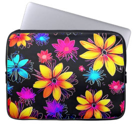 Funda Para Portátil Patrón floral Vivid Neon