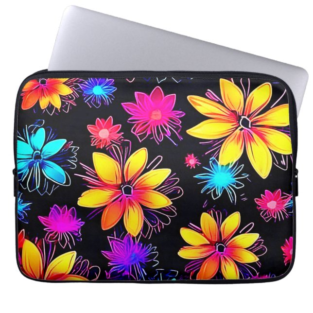 Funda Para Portátil Patrón floral Vivid Neon (Frente)