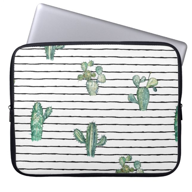 Funda Para Portátil Patrón fluido de cactus (Frente)