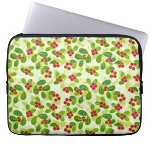 Funda Para Portátil Patrón Fruta de Cranberry Festial, Verde