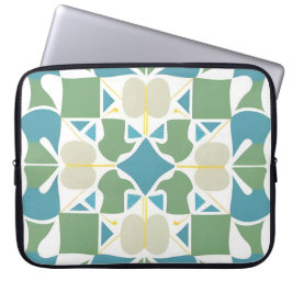 Funda Para Portátil Patrón geométrico abstracto en verde y azul