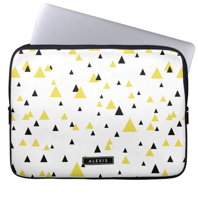 Funda Para Portátil Patrón geométrico amarillo y negro personalizado (Frente)