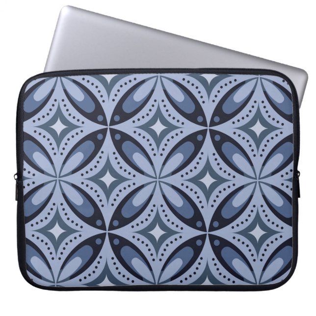Funda Para Portátil Patrón geométrico azul estilo retro (Frente)