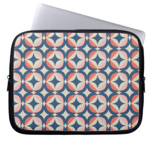 Funda Para Portátil Patrón geométrico azul y coral