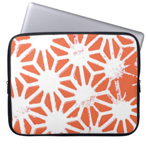 Funda Para Portátil Patrón geométrico blanco y naranja
