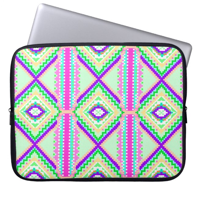 Funda Para Portátil Patrón Geométrico Boho Colorido (Frente)