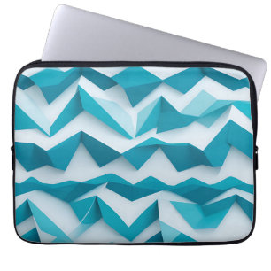 Funda Para Portátil Patrón geométrico chevron 3D turquesa