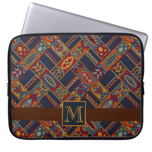 Funda Para Portátil Patrón geométrico colorido y divertido con monogra