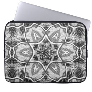 Funda Para Portátil Patrón geométrico de apertura en blanco y negro