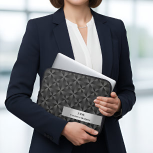 Funda Para Portátil Patrón geométrico de diamante negro urbano degrada