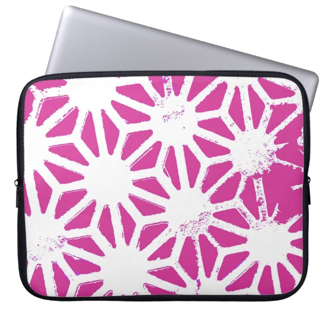 Funda Para Portátil Patrón geométrico de fucsia (Frente)
