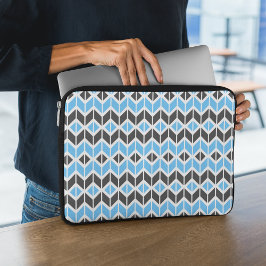 Funda Para Portátil Patrón geométrico de hueso de arenisca azul modern