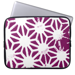 Funda Para Portátil Patrón geométrico de mora y blanco