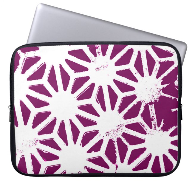 Funda Para Portátil Patrón geométrico de mora y blanco (Frente)