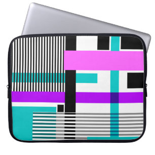 Funda Para Portátil patrón geométrico en colores rayados y neones