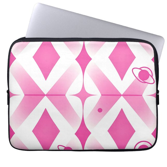 Funda Para Portátil Patrón geométrico espacial rosa (Frente)