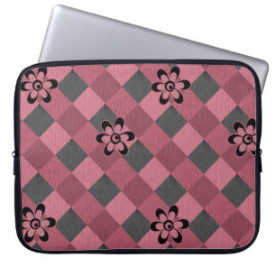 Funda Para Portátil Patrón geométrico geométrico gris con flores