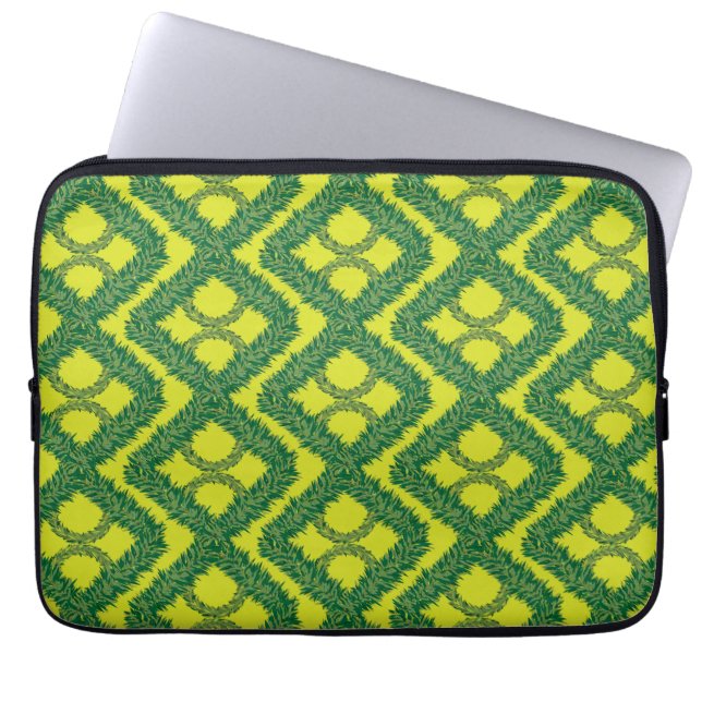 Funda Para Portátil Patrón geométrico Green Garland Squares de vacacio (Frente)