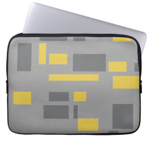 Funda Para Portátil Patrón geométrico gris amarillo moderno, simple y