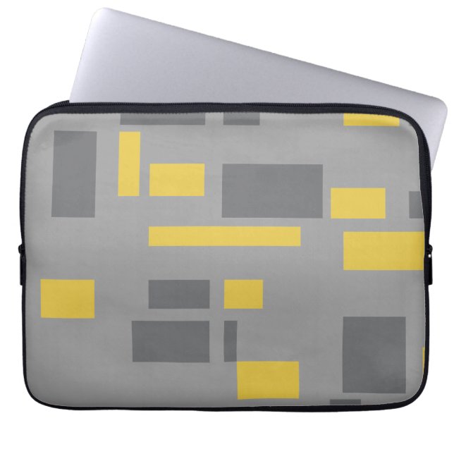 Funda Para Portátil Patrón geométrico gris amarillo moderno, simple y  (Frente)