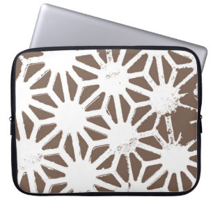 Funda Para Portátil Patrón geométrico marrón y blanco