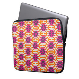 Funda Para Portátil Patrón geométrico moderno de rosa y naranja retro