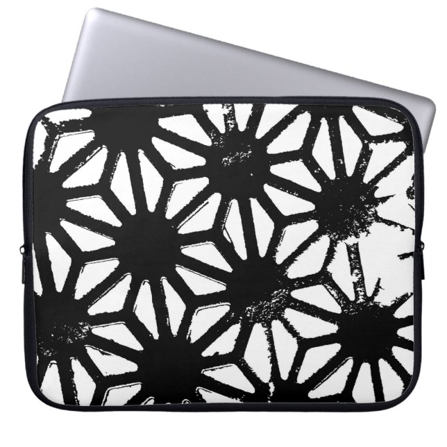 Funda Para Portátil Patrón geométrico negro (Frente)