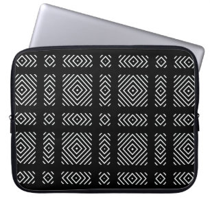 Funda Para Portátil Patrón geométrico negro y blanco Ama