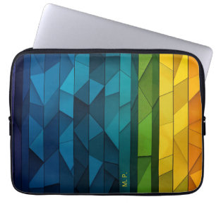 Funda Para Portátil Patrón geométrico Verde azulado y azul personaliza