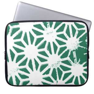 Funda Para Portátil Patrón geométrico verde y blanco de salvia