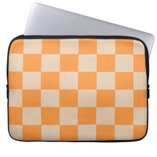 Funda Para Portátil Patrón Gingham de naranja controlado