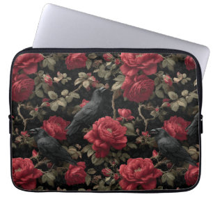 Funda Para Portátil Patrón gótico con rosas y cuerdas rojas