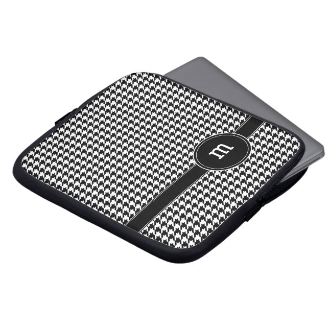Funda Para Portátil Patrón Houndstoth con monograma (Superior anverso)