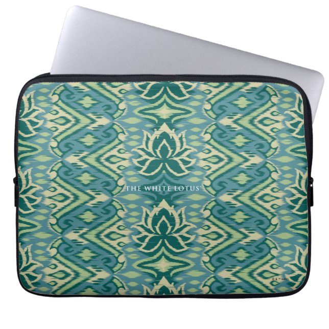 Funda Para Portátil Patrón Ikat de Lotus - El Lotus blanco (Frente)
