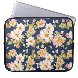Funda Para Portátil patrón impecable con flores en negrita. Elegancia