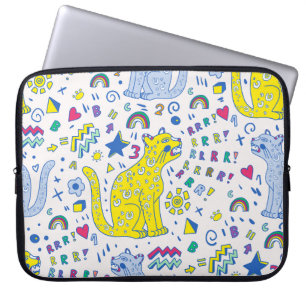 Funda Para Portátil patrón infantil con tigre, letras, arcos, número