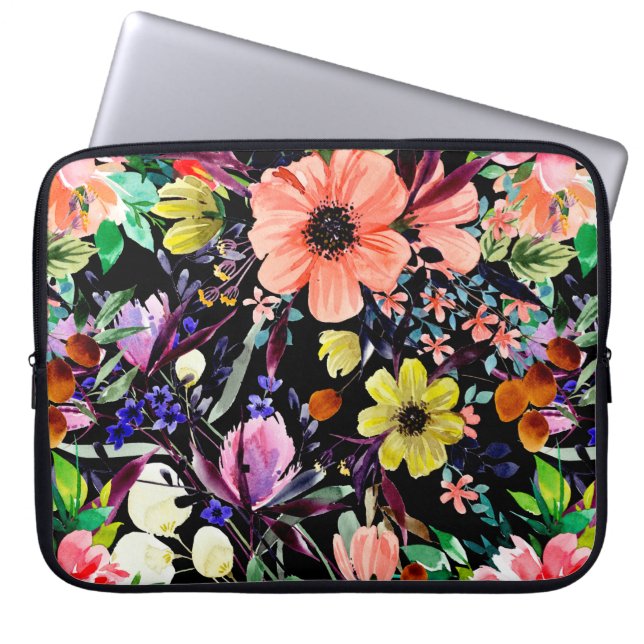 Funda Para Portátil Patrón ininterrumpido de acuarela floral. Diferent (Frente)