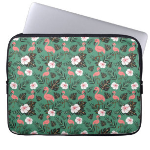 Funda Para Portátil Patrón ininterrumpido de flamenco rosa sobre fondo