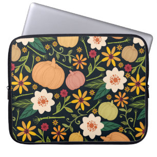 Funda Para Portátil Patrón ininterrumpido de Halloween con flores, cal