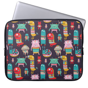 Funda Para Portátil Patrón ininterrumpido de monstruos divertidos