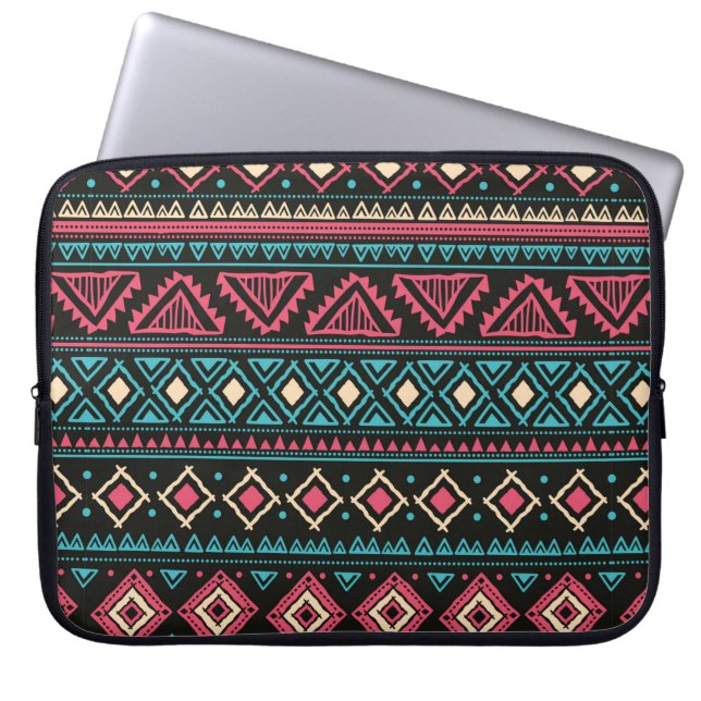 Funda Para Portátil Patrón ininterrumpido de origen étnico tribal (Frente)