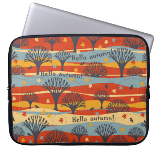 Funda Para Portátil Patrón ininterrumpido de vintage de otoño con árbo
