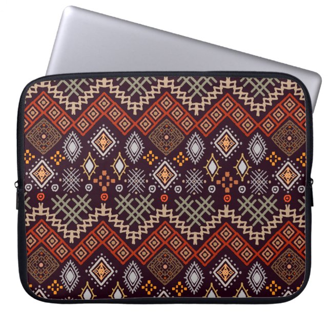 Funda Para Portátil Patrón ininterrumpido del arte tribal (Frente)